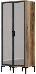Ντουλάπα Δίφυλλη Kumsal 845HCT5434 80x47,5x201,4cm Walnut-Anthracite Δίφυλλη