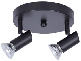 Σποτ Φωτιστικό Οροφής μεταλλικό 9077-2Φ Inlight-9077-2Φ-Μαύρο-Μαύρο 9077-2Φ-Μαύρο