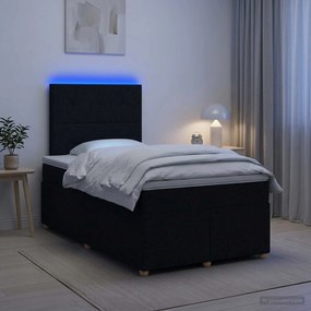 vidaXL Κρεβάτι box spring με στρώμα Μαύρο 120 x 190 cm Ύφασμα