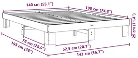 Πλαίσιο κρεβατιού χωρίς στρώμα 140x190 cm μασίφ ξύλο δρυς - Καφέ