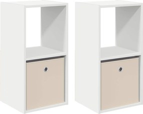 vidaXL Κομοδίνο 2 τμχ. Λευκό 35 x 32 x 68,5 εκ Επεξεργασμένο Ξύλο