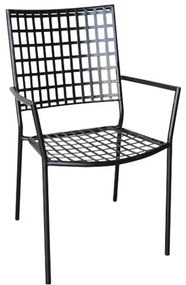 WOODWELL Ε5164,1CASTELLO Πολυθρόνα Μέταλλο Mesh Βαφή Μαύρο, Στοιβαζόμενη 57x62x89cm Ε5164,1