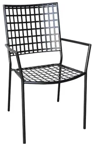 WOODWELL Ε5164,1CASTELLO Πολυθρόνα Μέταλλο Mesh Βαφή Μαύρο, Στοιβαζόμενη 57x62x89cm Ε5164,1