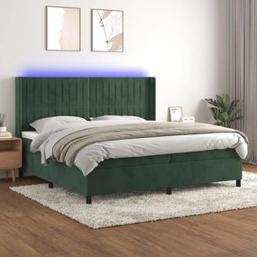 ΚΡΕΒΑΤΙ BOXSPRING ΜΕ ΣΤΡΩΜΑ &amp; LED ΣΚ. ΠΡΑΣΙΝΟ 200X200ΕΚ ΒΕΛΟΥΔΟ 3139706