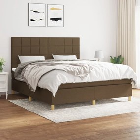 vidaXL Κρεβάτι Boxspring με Στρώμα Σκούρο Καφέ 160x200 εκ Υφασμάτινο