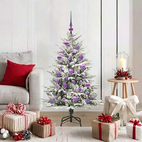 vidaXL Artificial Christmas Tree with Flocked Snow 150 LED Θερμό λευκό