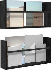vidaXL Ράφι Περιοδικών με ράφι 2 pcs Μαύρη Οξυά 60 x 12 x 30 εκ
