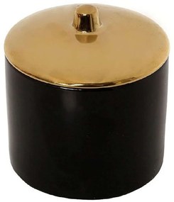 Διακοσμητικό Δοχείο Με Καπάκι ROD203K4 10x10x9cm Black-Gold Espiel Porcelain