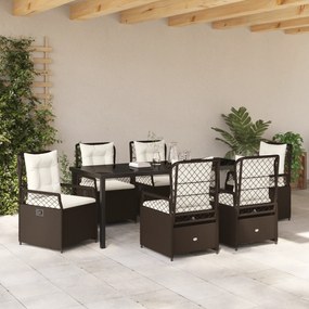 vidaXL Σετ 7 Τεμαχίων Κηπουρικής Καφέ Πολυ Ρατάν