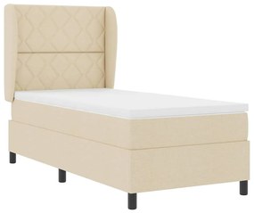 vidaXL Κρεβάτι με ελατήρια με στρώμα Κρεμ 90 x 200 cm ύφασμα