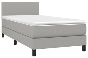 vidaXL Κρεβάτι Boxspring με Στρώμα Ανοιχτό Γκρι 80x200 εκ. Υφασμάτινο