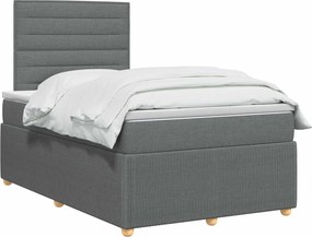 vidaXL Κρεβάτι box spring με στρώμα Σκούρο Γκρι 120 x 190 cm Ύφασμα