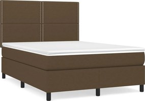 vidaXL Κρεβάτι Boxspring με Στρώμα Σκούρο Καφέ 140x190 εκ. Υφασμάτινο