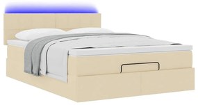 Οθωμανικό κρεβάτι με στρώμα &amp; LEDs Cream 140x190cm Ύφασμα 3312310