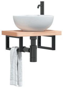 vidaXL Βραχίονες Ραφιών για Νιπτήρα Ορθ. 2 Τεμ. Μαύρο Χάλυβας