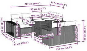 Σαλόνι Κήπου Σετ 11 τεμ. Μπεζ Συνθετικό Ρατάν με Μαξιλάρια - Μπεζ