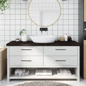 vidaXL Πάγκος Μπάνιου Σκούρο Καφέ 160x60x(2-6) εκ. Επεξεργ. Μασίφ Ξύλο