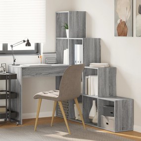 vidaXL Γωνιακό γραφείο με ράφι Γκρι sonoma 101.5 x 149.5 x 149.5 εκ.