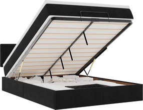 vidaXL Οθωμανικό κρεβάτι με στρώμα Μαύρο 140x190cm Βελούδο