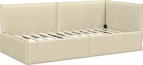 vidaXL Κρεβάτι Γωνίας Κρεμ 90 x 200 cm ύφασμα