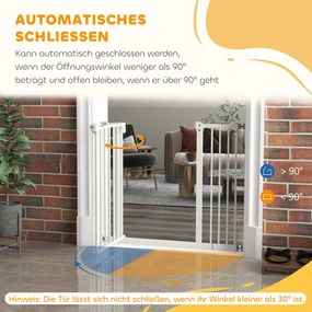 Dog Door Gate Barrier Pet Gate Metal Plastic 74-80/87-94cm Λευκό