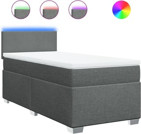 vidaXL Κρεβάτι Boxspring με Στρώμα Σκούρο Γκρι 100x200 εκ. Υφασμάτινο