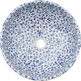 vidaXL Νιπτήρας Λευκός και Μπλε Φ41x14 εκ. Κεραμικός