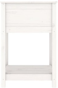 vidaXL Ζαρντινιέρα με Ράφι Λευκή 54 x 54 x 81 εκ. Μασίφ Ξύλο Πεύκου