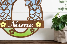 Intra απο ξύλο plywood 3mm-4mm πάχος Κουνελάκι κεφαλαίο μονόγραμμα Επιστολή O Δίασταση 30x20 cm INTRAFABR-72792013