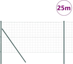 vidaXL Ευρωπαϊκή Στήριξη Φράχτη 25 x 1 m PVC-Επικαλυμμένο Ατσάλι Δίχτυ