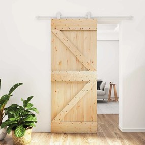 vidaXL Συρόμενη Πόρτα Φυσικό και Λευκό 85 x 210 cm