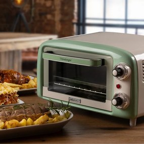 Ηλεκτρικός φούρνος Ariete VINTAGE 3919/04, 800W, 10 l, 3 λειτουργίες, Μέχρι 230°C, Διπλό θερμικό γυαλί, Χρονοδιακόπτης 60 λεπτά, Πράσινο