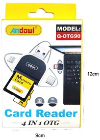 Andowl 4 σε 1 OTG Card Reader - Συσκευές ανάγνωσης καρτών μνήμης με 3 υποδοχές Q-OTG90 - Card Reader Q-OTG90