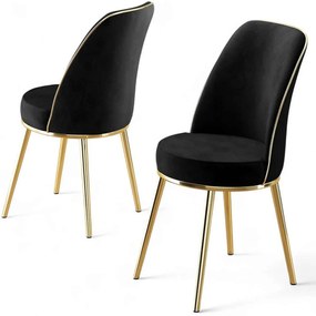 Καρέκλα Pefa Babyface (Σετ 4Τμχ) 240CHR1556 45x42x91cm Black-Gold Metal, Fabric