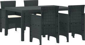 vidaXL Σέτ φαγητού για κήπο 5 τμχ. Ανθρακί Rattan Polt