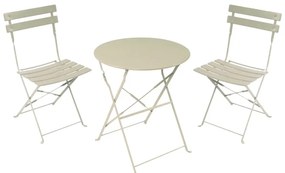 Τραπεζαρία Bistro pakoworld σετ 3τεμ μεταλλική αναδιπλούμενη σε μπεζ απόχρωση Φ60x71εκ