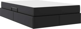 vidaXL Κρεβάτι με αποθηκευτικό χώρο και στρώμα 2 pcs Μαύρο Δέρμα