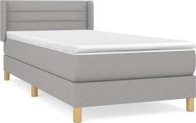 vidaXL Κρεβάτι Boxspring με Στρώμα Ανοιχτό Γκρι 90x200 εκ. Υφασμάτινο