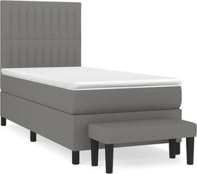 vidaXL Κρεβάτι Boxspring με Στρώμα Σκούρο Γκρι 90x200 εκ. Υφασμάτινο