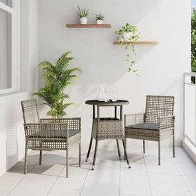 vidaXL Σέτ φαγητού για κήπο 3 pcs Γκρι συνθετικό ρατάν