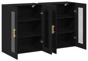 vidaXL Τοίχου Ντουλάπες 2 τεμ Μαύρη Δρυς 69,5x34x90 εκ Επεξεργασμένο Ξύλο