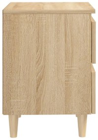 vidaXL Κομοδίνο Sonoma Δρυς 40x35x50εκ. με Πόδια από Μασίφ Ξύλο Πεύκου