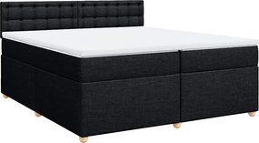 vidaXL Κρεβάτι Boxspring με Στρώμα Μαύρο 200x200 εκ. Υφασμάτινο