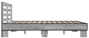 vidaXL Πλαίσιο Κρεβατιού Γκρι Sonoma 150x200 εκ. Επεξ. Ξύλο & Μέταλλο