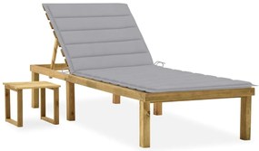 vidaXL Ξαπλώστρα Κήπου από Εμποτ. Ξύλο Πεύκου με Τραπεζάκι & Μαξιλάρι