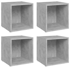 vidaXL Έπιπλα Τηλεόρασης 4 τεμ. Γκρι Σκυροδ. 37x35x37 εκ. Επεξ. Ξύλο