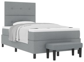 vidaXL Κρεβάτι με Στρώμα & Πάγκο Ανοιχτού Γκρι 120x200 εκ. Υφάσματος