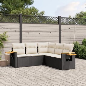 vidaXL Patio Sofa Set 5-θέσια Black and Cream