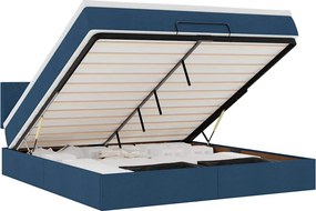 vidaXL Οθωμανικό κρεβάτι με στρώμα &amp; LEDs Μπλε 180x200cm ύφασμα