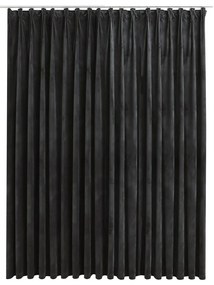 Κουρτίνα Συσκότισης με Γάντζους Ανθρακί 290 x 245 εκ. Βελούδο - Ανθρακί